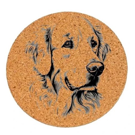 Dessous de plat en liège ou décoration - Golden Retriever