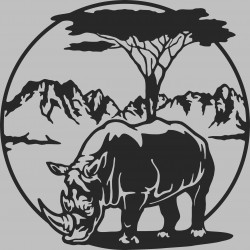 Miroir Gravé au Laser - Rhinocéros en Élégance Artistique