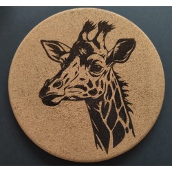 Dessous de plat  en liège - Girafe gravée au laser